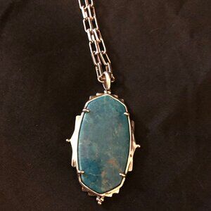 Kendra Scott Baroque Ella Silver Long Pendant Necklace Teal